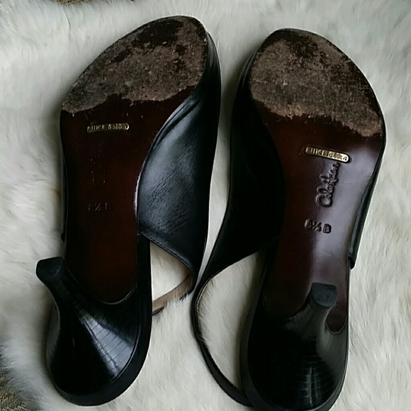 ✔Black Leather Peep Toe Slingback Nike air pumps - Picture 4 of 7